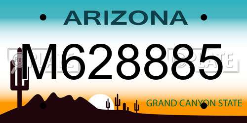 M628885 Arizona License Plate
