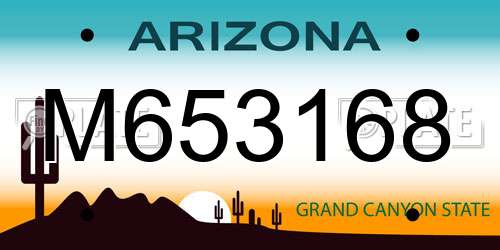 M653168 Arizona License Plate