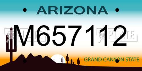 M657112 Arizona License Plate