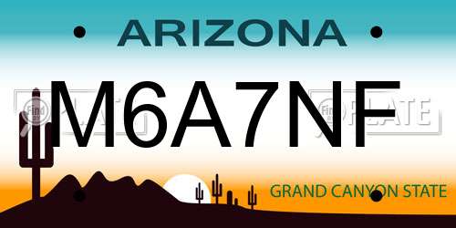 M6A7NF Arizona License Plate