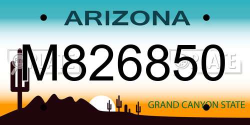 M826850 Arizona License Plate