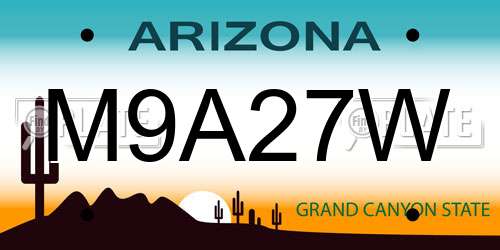 M9A27W Arizona License Plate