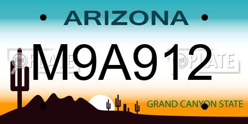 M9A912 Arizona License Plate