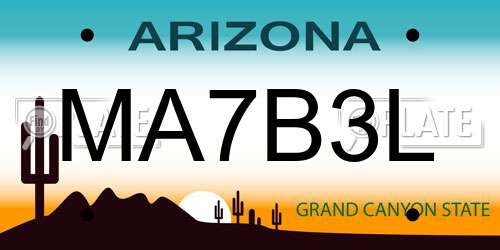 MA7B3L Arizona License Plate