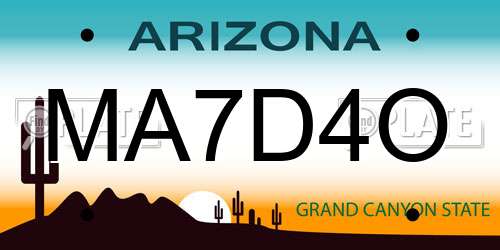 MA7D4O Arizona License Plate