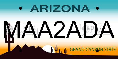 MAA2ADA Arizona License Plate