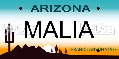 MALIA Arizona License Plate