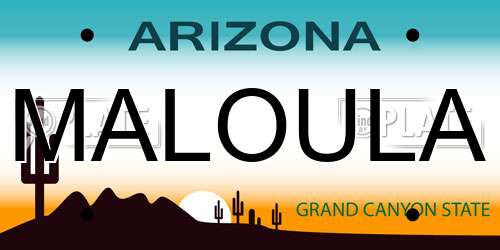 MALOULA Arizona License Plate