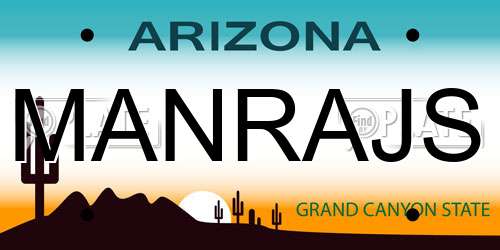 MANRAJS Arizona License Plate