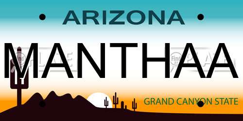MANTHAA Arizona License Plate