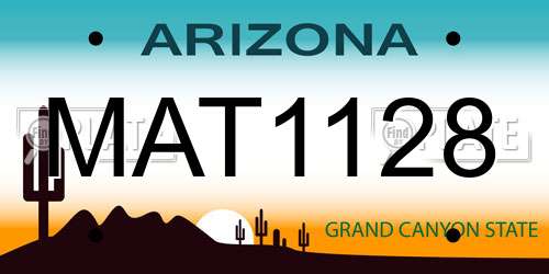 MAT1128 Arizona License Plate
