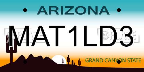 MAT1LD3 Arizona License Plate