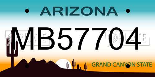 MB57704 Arizona License Plate