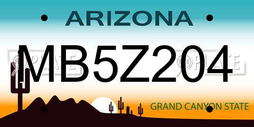 MB5Z204 Arizona License Plate