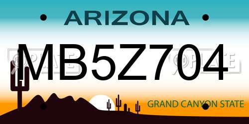 MB5Z704 Arizona License Plate