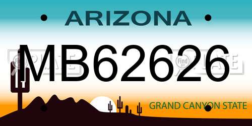 MB62626 Arizona License Plate