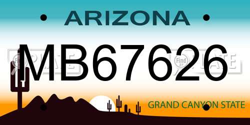 MB67626 Arizona License Plate