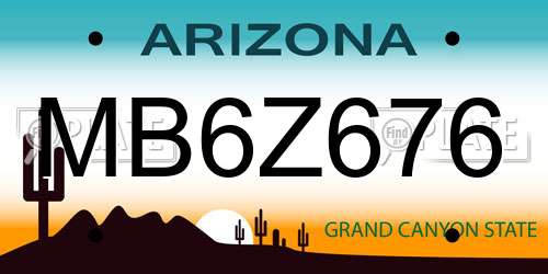 MB6Z676 Arizona License Plate