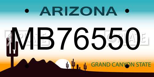 MB76550 Arizona License Plate