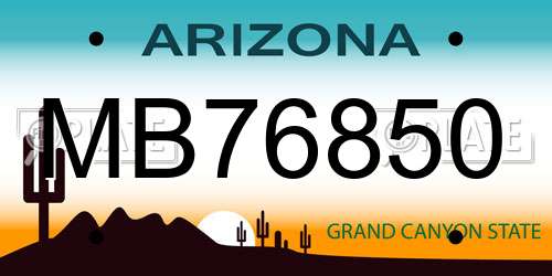 MB76850 Arizona License Plate