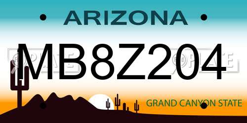 MB8Z204 Arizona License Plate