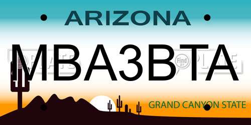 MBA3BTA Arizona License Plate