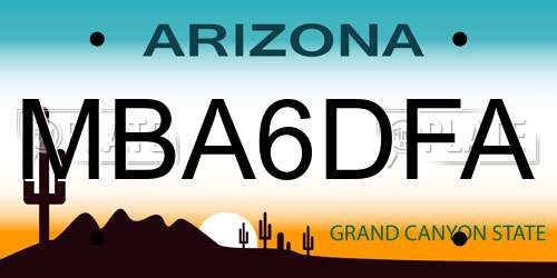 MBA6DFA Arizona License Plate