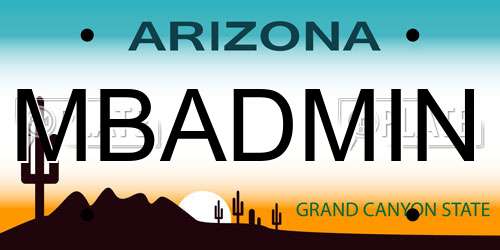 MBADMIN Arizona License Plate