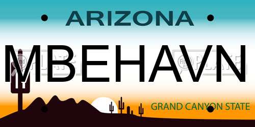 MBEHAVN Arizona License Plate