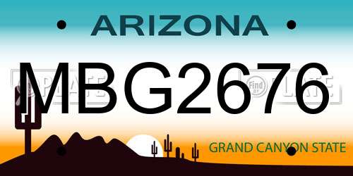 MBG2676 Arizona License Plate