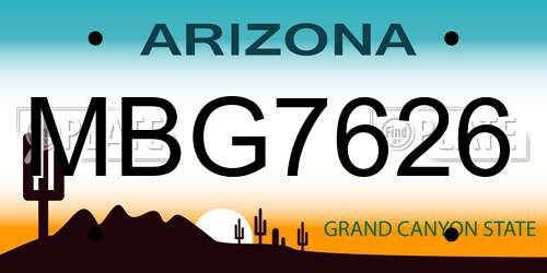 MBG7626 Arizona License Plate
