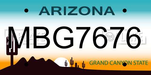 MBG7676 Arizona License Plate