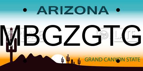 MBGZGTG Arizona License Plate