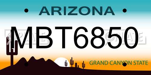 MBT6850 Arizona License Plate
