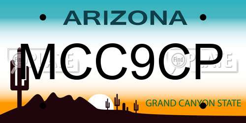 MCC9CP Arizona License Plate