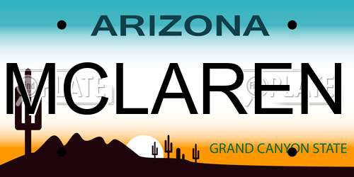 MCLAREN Arizona License Plate