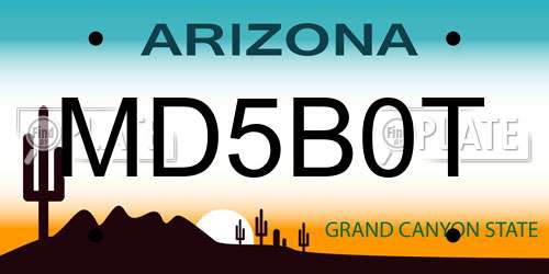MD5B0T Arizona License Plate
