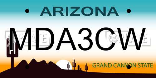 MDA3CW Arizona License Plate