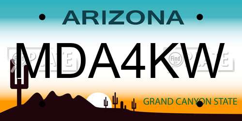 MDA4KW Arizona License Plate