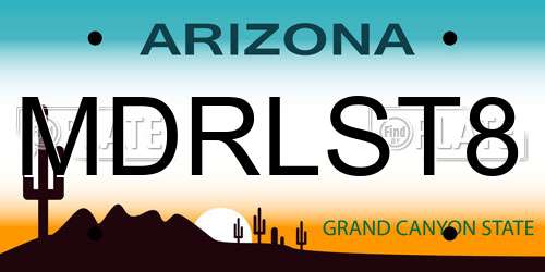 MDRLST8 Arizona License Plate