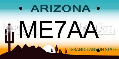ME7AA Arizona License Plate
