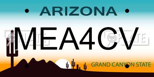 MEA4CV Arizona License Plate