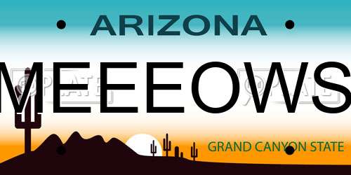 MEEEOWS Arizona License Plate
