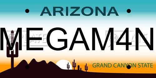 MEGAM4N Arizona License Plate
