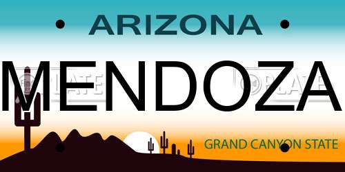 MENDOZA Arizona License Plate