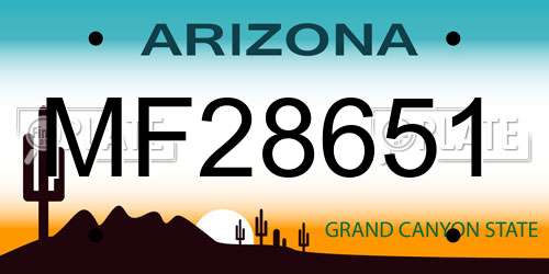 MF28651 Arizona License Plate