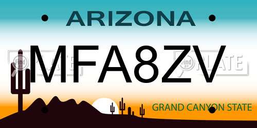 MFA8ZV Arizona License Plate