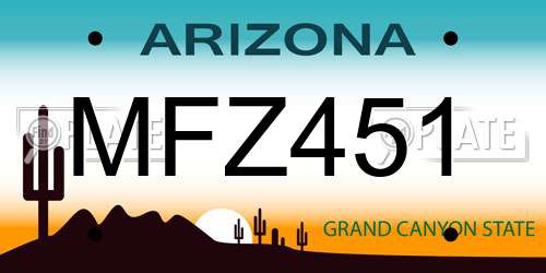 MFZ451 Arizona License Plate