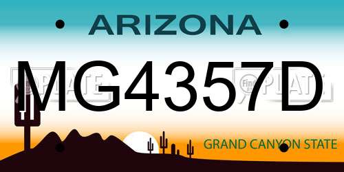 MG4357D Arizona License Plate