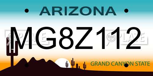 MG8Z112 Arizona License Plate